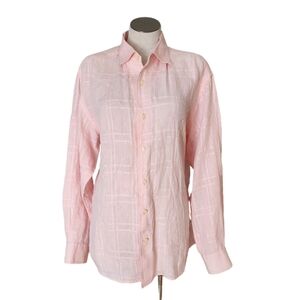 Tommy Bahama 100% Linen Pink Long Sleeve Collar Button Down Shirt Size M